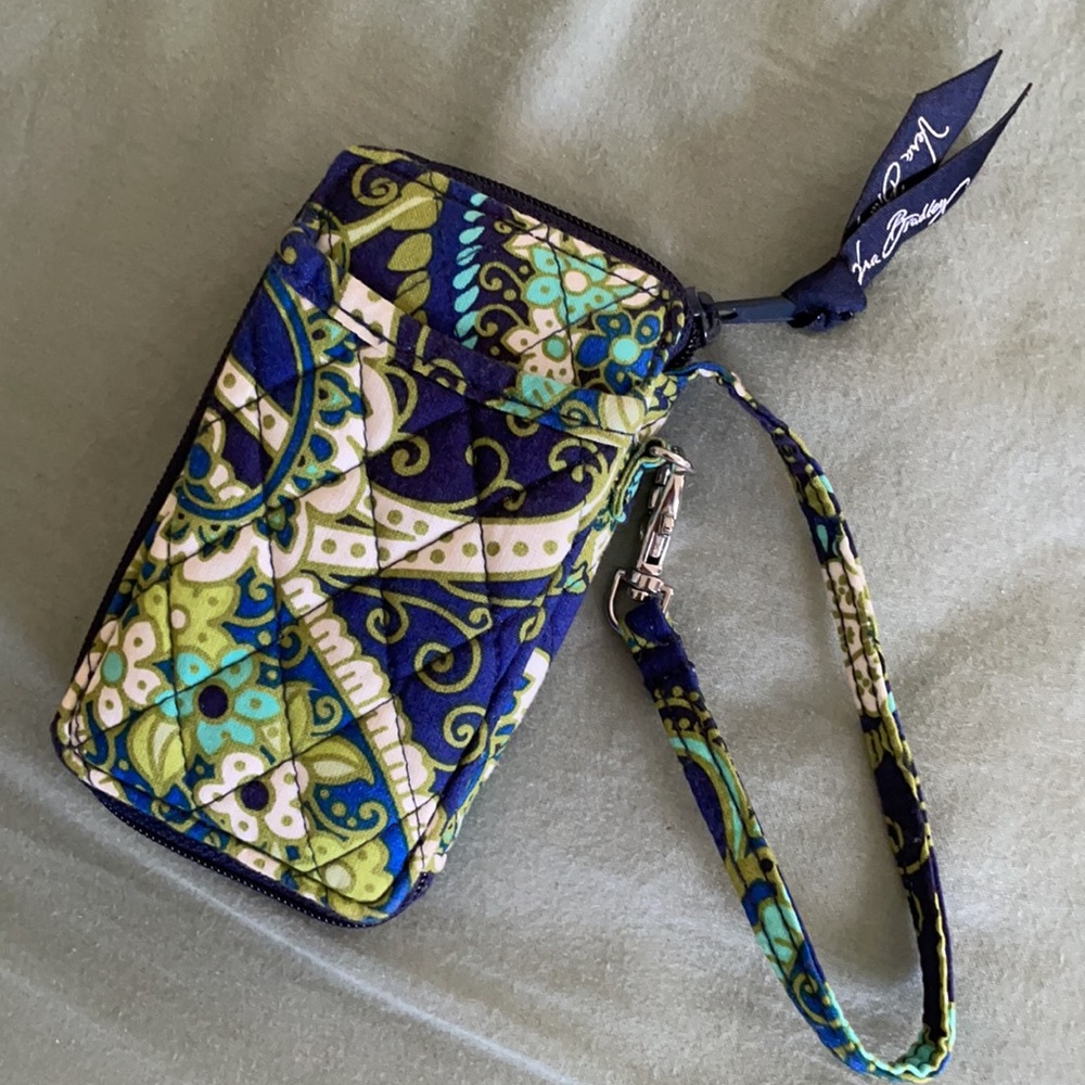 Vera Bradley 3 Piece Set (Tote, Wristlet & Bag) Green & Blue Paisley Quilted - Picture 8 of 12